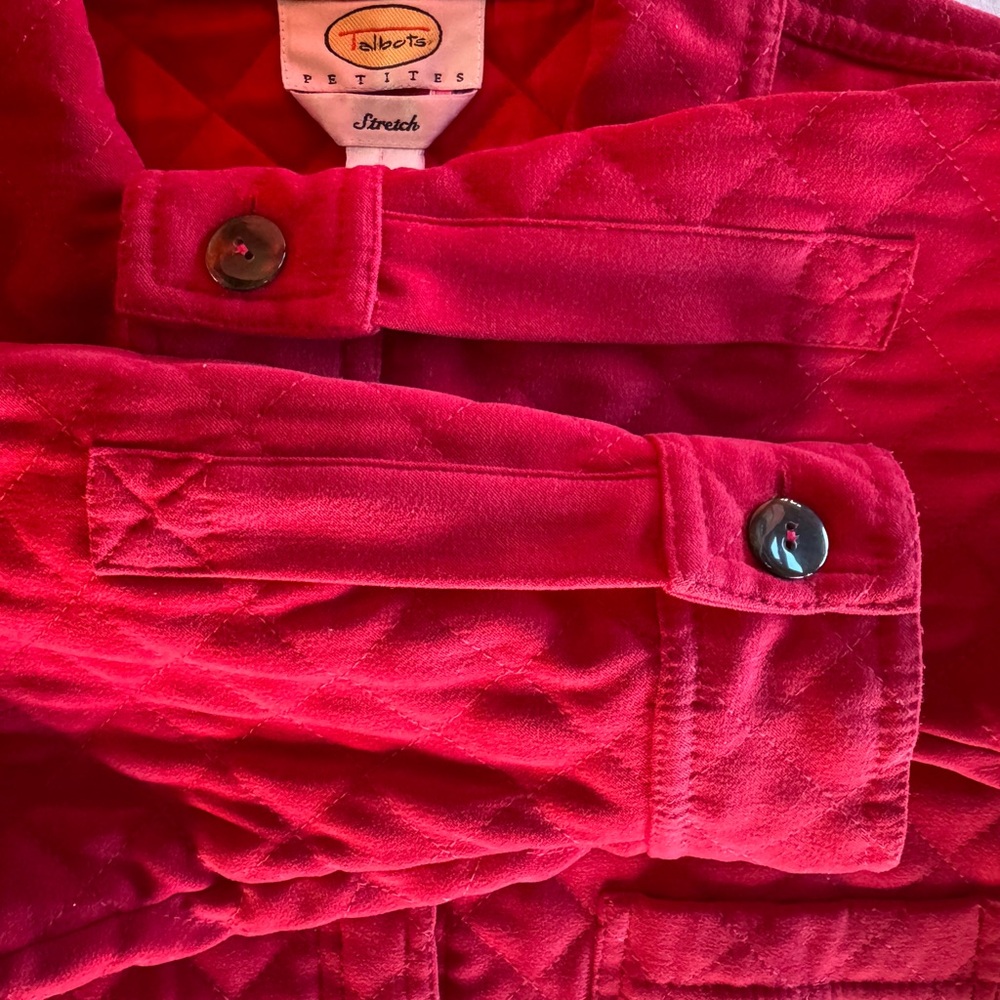 Talbots Quilted Utility Jacket Barn Chore Shacket Red (M/Petite) - Picture 15 of 17